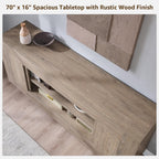 OKD Modern 70" TV Stand, Entertainment Center for TVs Up to 80", Media Console with Large Open Storage & Side Cabinets, Thick Wood Design for Living Room, Alder Grey