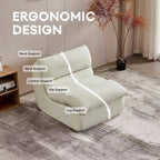 Dineli Bean Bag Chairs for Adults, Beanbag Chair Lounge Sofa Comfy Reading Chair for Bedroom & Living Room, Memory Foam Lazy Floor Couch, White