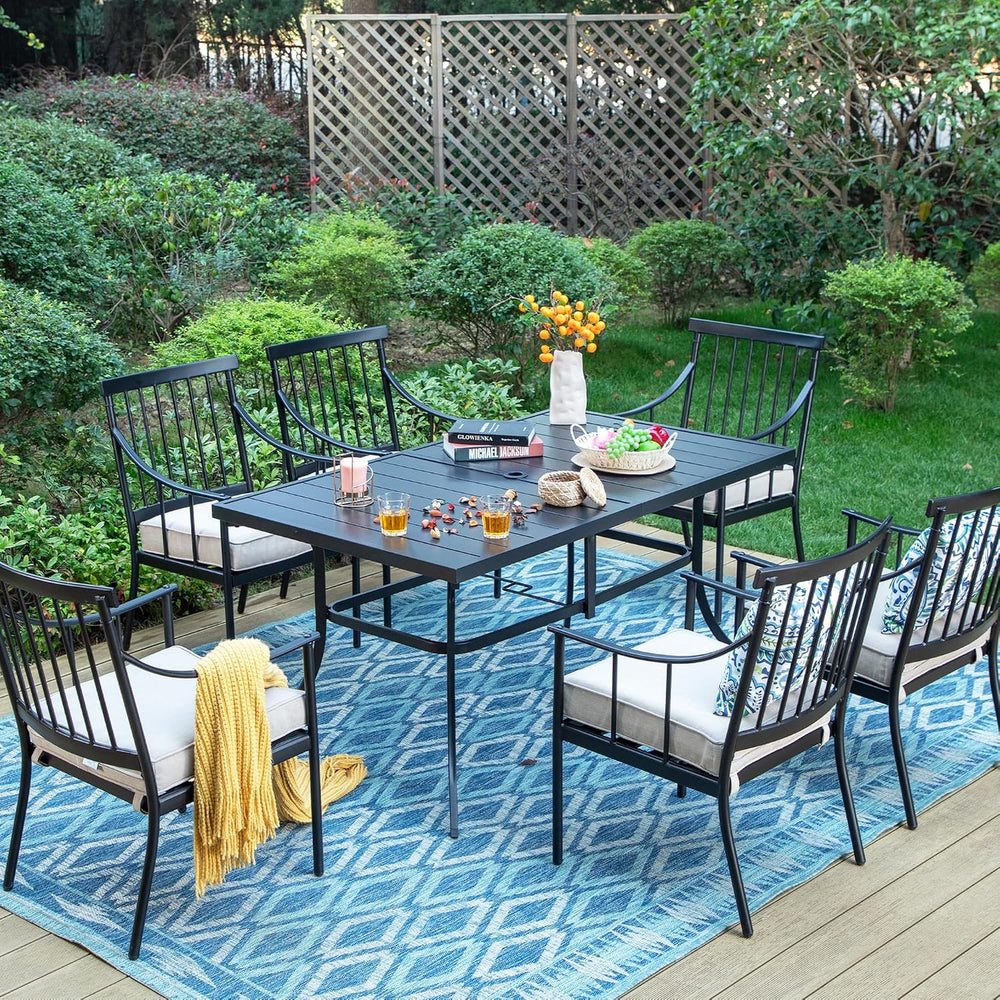 Sophia & William 7-Piece Patio Dining Set, Metal Table, Stright Leg Chairs