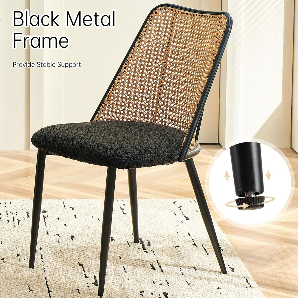 NORDICANA Rattan Dining Chairs Set of 2, Mid Century Kitchen Dining Room Side...