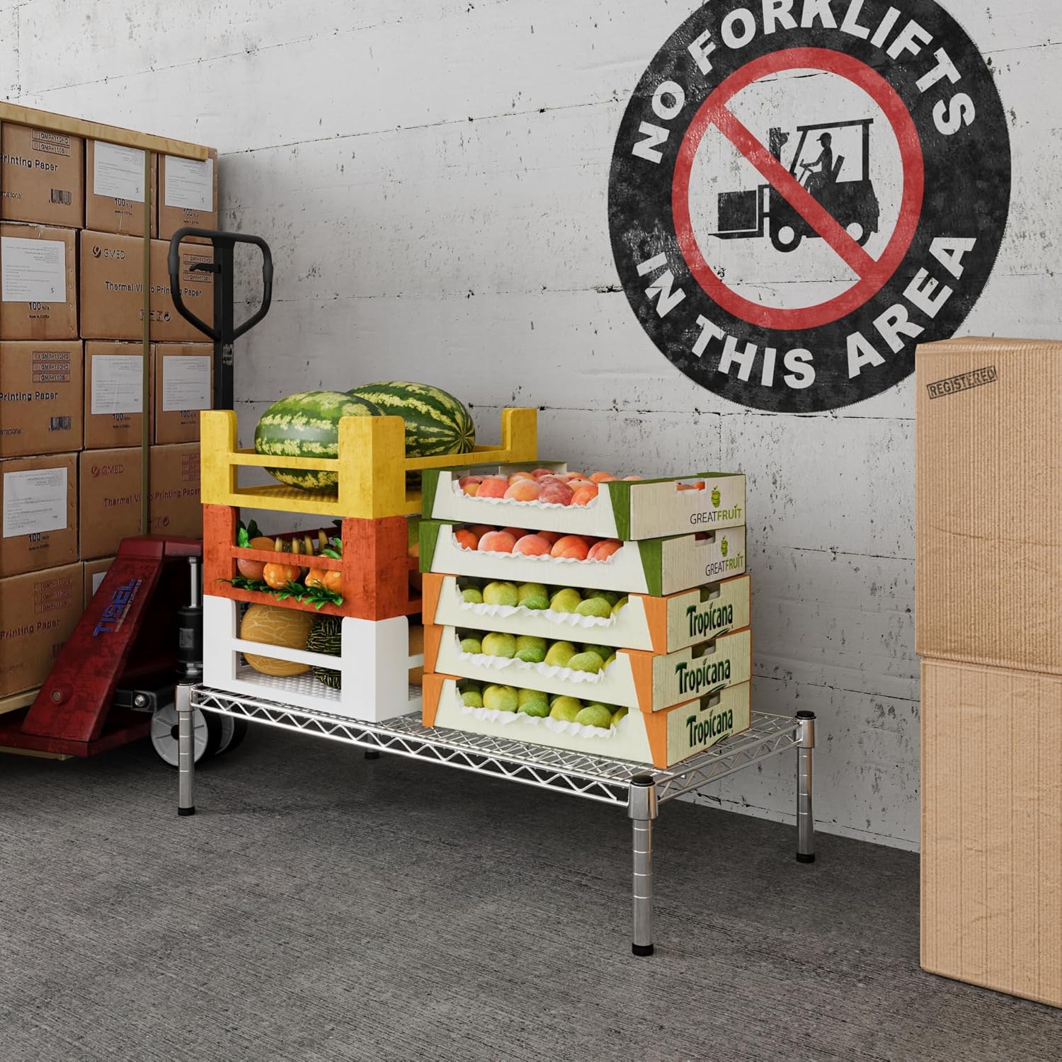 18" Deep x 36" Wide x 8" Height 1-Tier Wire Shelving Kit | NSF Commercial Storage Rack Unit