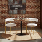 Boucle Dining Chairs Set of 4, White Dining Chairs with Upholstered Seat and Gold Legs, Mid-Century Modern Kitchen Chairs for Dining Room, Restaurant