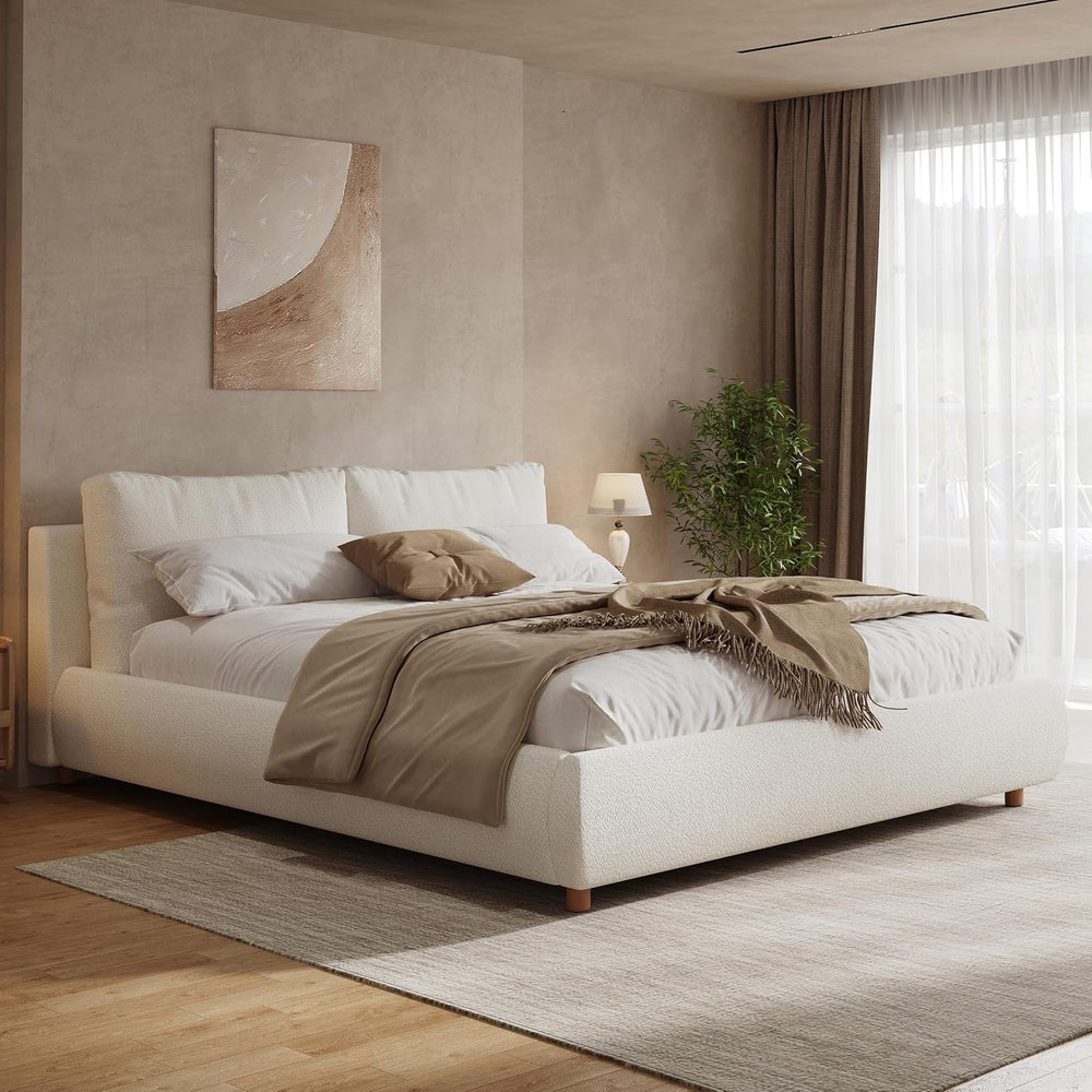 Christopher Knight Home Hazel Queen Size Bed Frame, Upholstered Platform Bed,...
