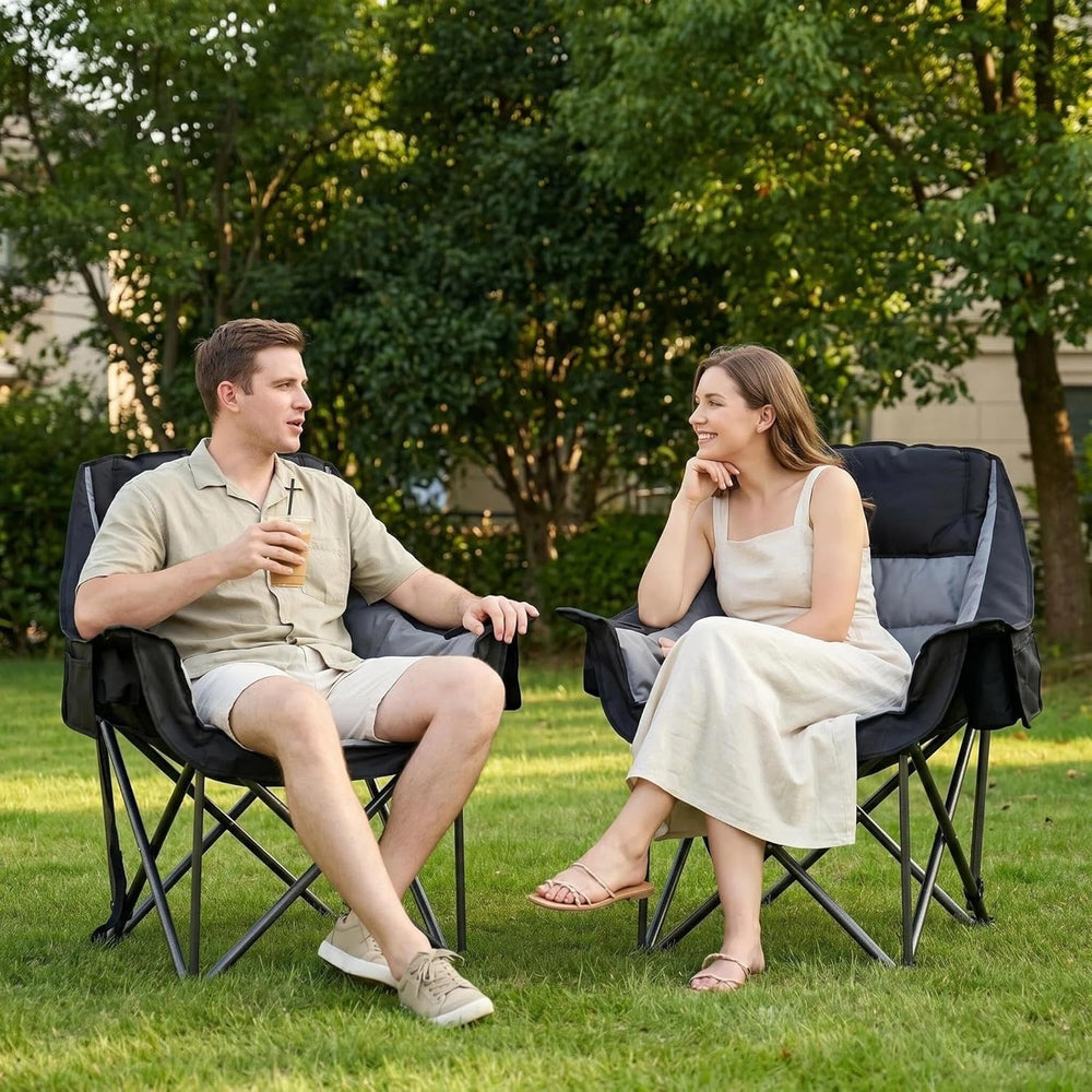 Oversized Heavy Duty Camping Chair for Adults, 500 lbs Capacity Padded Foldin...