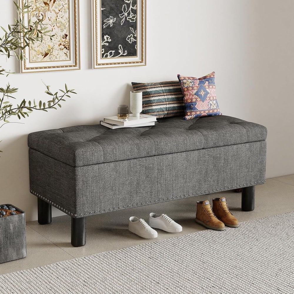 Furniliving 42" Ottoman with Storage, End of Bed Bench with Button-Tufte...