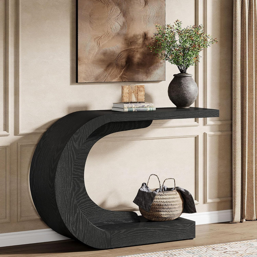 Tribesigns 43.3" Farmhouse Console Table for Entryway, Unique C-Shaped R...