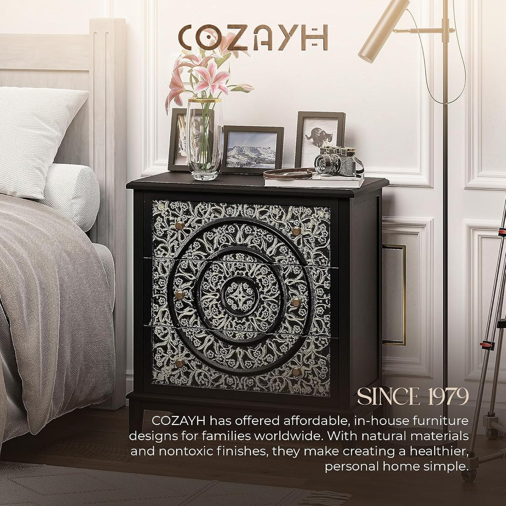 COZAYH 3-Drawer Fully-Assembled Flower Motif Dresser for French Country, Mode...