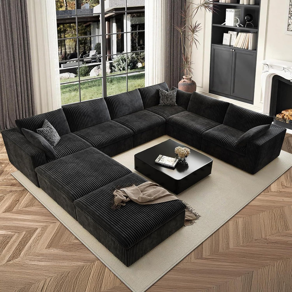 157.6" Cloud Couch Oversized Modular Sectional Sofa, U-Shaped 8 Seater D...