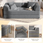 Cloud Boneless Couch Futon Sofa Bed, 5-in-1 Convertible Sofa Bed Pull Out Couch Sleeper Sofa Compressed Loveseat, 70" High-Density Sponge & Corduroy Fabric Futon Daybed for Living Room Bedroom (Gray) | 5-in-1 Convertible