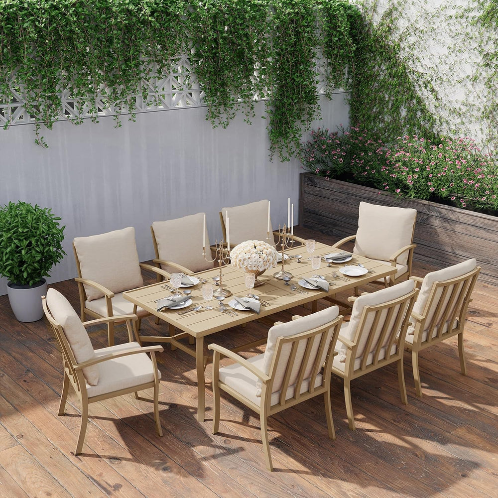 HAPPATIO Aluminum 9 Piece Patio Dining Set - Aluminum Outdoor Dining Set for ...