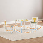 Qaba 3-Piece Toddler Table and Chair Set Animal Pattern Aged 3-8 Green | Kids Table and Chairs Set Furniture, Boys and Girls, Bedroom, Nursery, Playroom