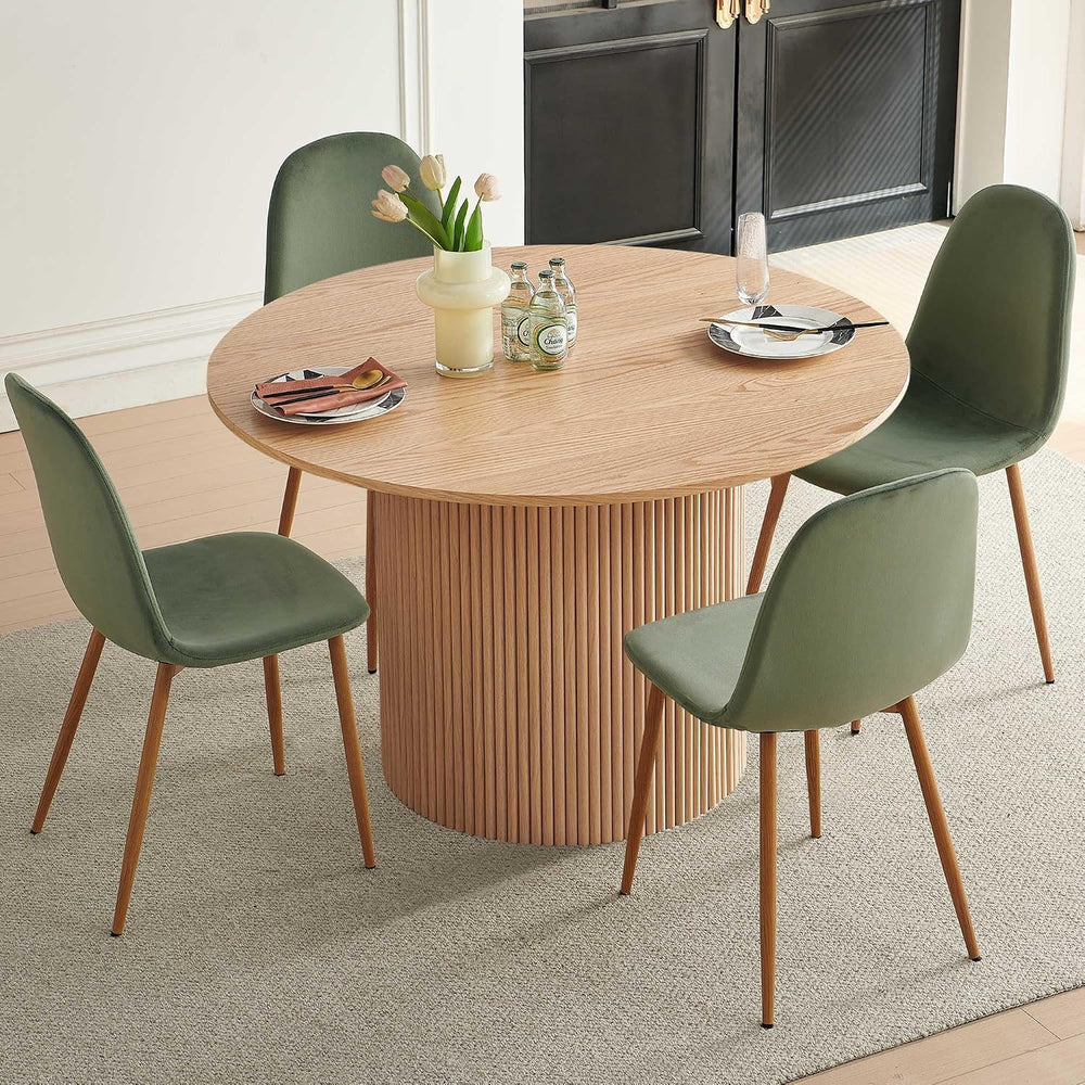 Dining Table Set for 4, Mid Century Modern 47 Inch Wooden Round Dining Table ...