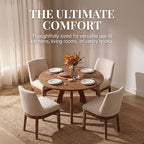 Modern Dining Chairs Set of 4 Comfortable Dining Room Chairs with Back, Linen Fabric Upholstered Kitchen Side Chairs with Natural Wood Legs for Living Room, Beige