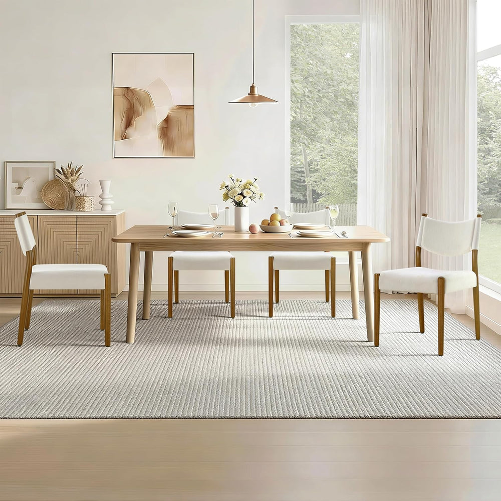 KISLOT Dining Chairs Set of 4, Ergonomic Upholstered Wood Chairs, White | Mid...