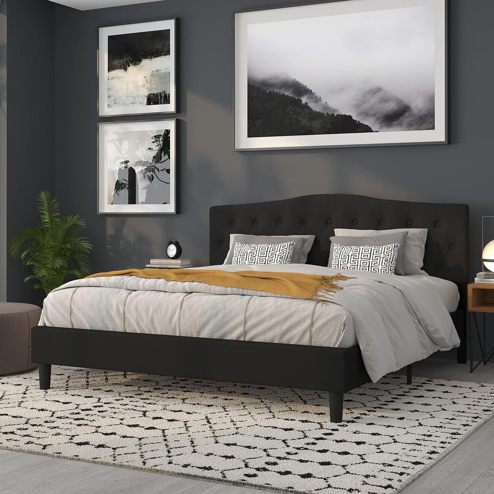 Flash Furniture Cambridge Tufted Upholstered King Size Headboard in Black Fabric