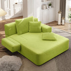 Avenix 70" Boneless Oversized Chaise Lounge Chair Indoor, Corduroy Comfy Oversized Reading Sleeper Chair Boneless Sofa Couch Bed with 3 Pillows, No Assembly Required, Light Green