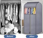 SLEEPING LAMB 54'' Hanging Garment Bags for Closet Storage Sealed Completely Jackets Coats Suits Clothes Rack Cover for Wardrobe with Clear PVC Window, 2 Packs, Grey(Hanging Rod Not Included)