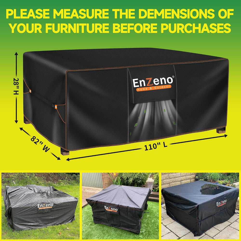 Enzeno Patio Furniture Cover Outdoor Waterproof 110" L x 82" W x 28...