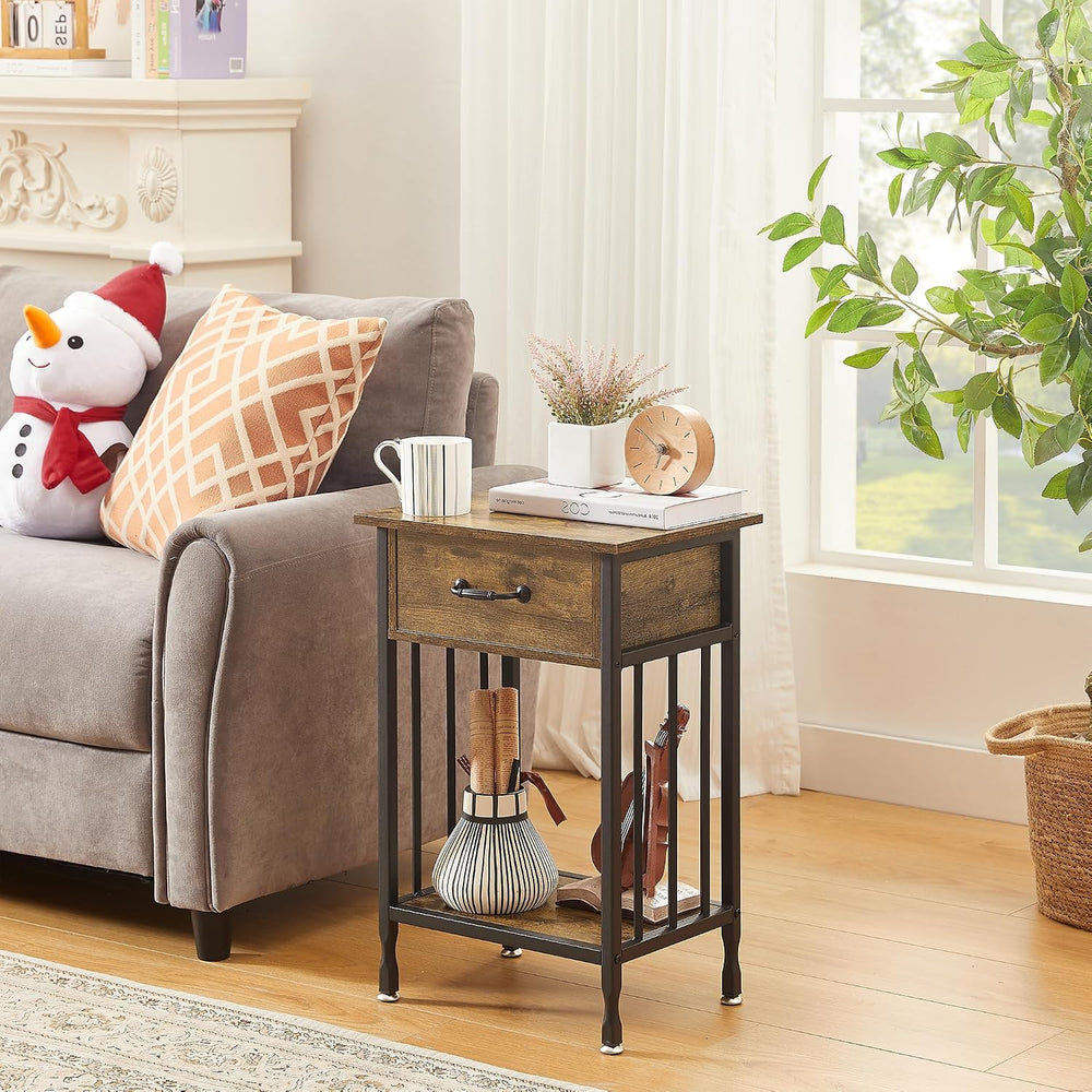 VECELO Nightstands, Industrial Side Table/End Tables with Drawer and Storage ...