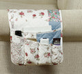 Brilliant Sunshine Pink Rose Patchwork Couch Armrest 5 Pockets Organizer, Slip Resistant Recliner Armchair Caddy, Washable Remote Controls Holder, Storage for Magazine, Tablet, Phone, iPad, Pink Blue