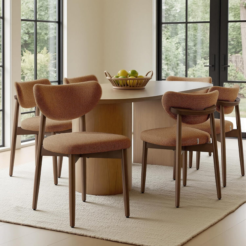 VASAGLE Wooden Dining Chairs Set of 6, Upholstered Kitchen Chairs