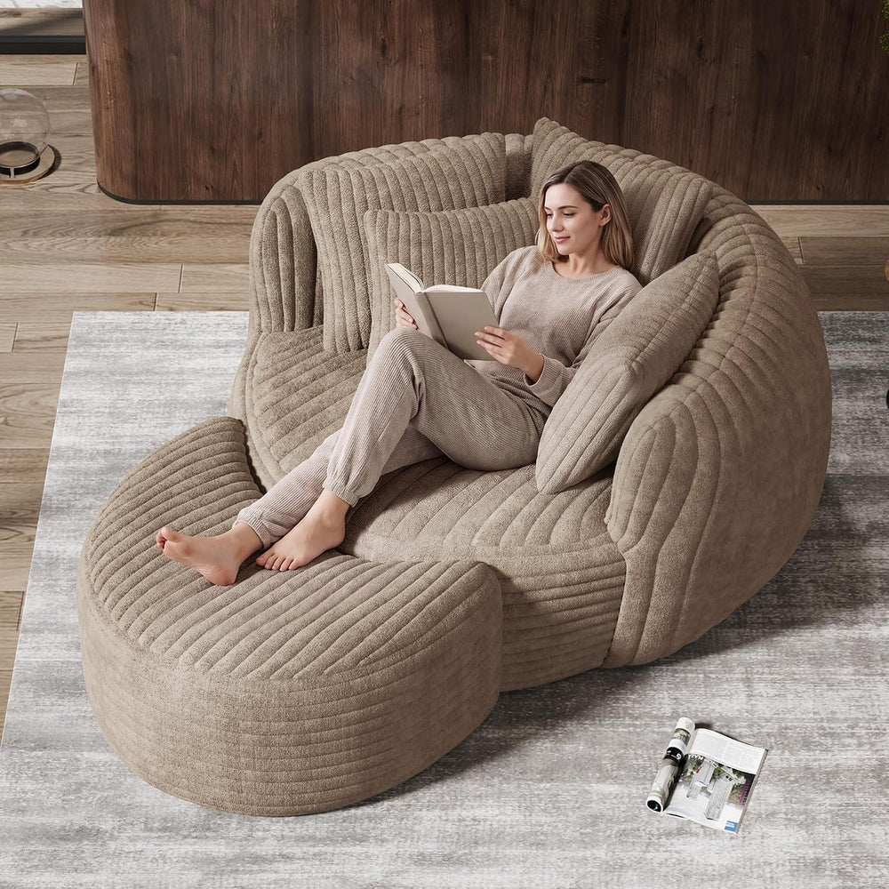 50.5" W x 67" D Oversized Chaise Lounge Chair with Ottoman,Light Ca...