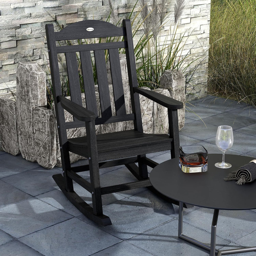 Outsunny 2 Pieces Outdoor Rocking Chair, All Weather-Resistant HDPE Rocking P...