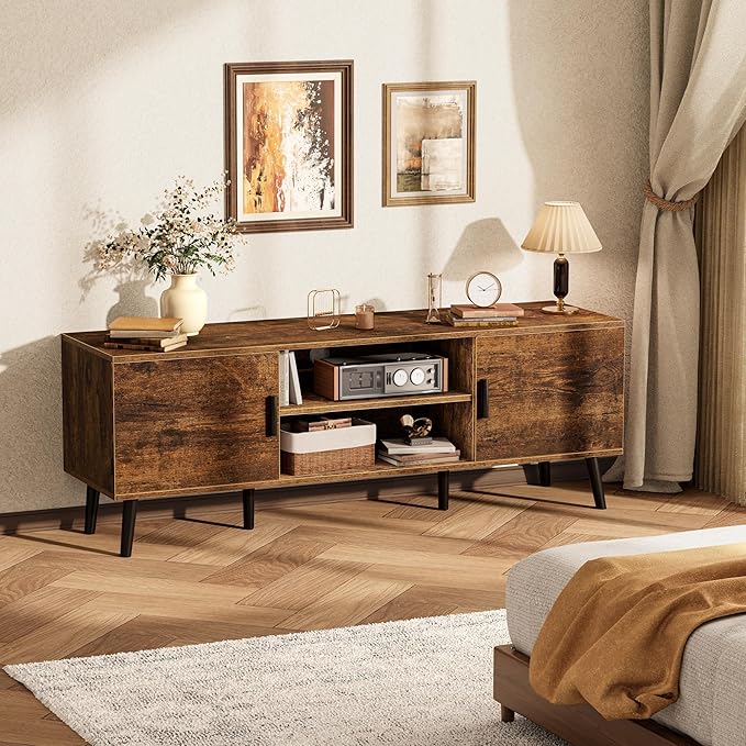 SUPERJARE TV Stand for 55 Inch TV, Entertainment Center with Adjustable Shelf...