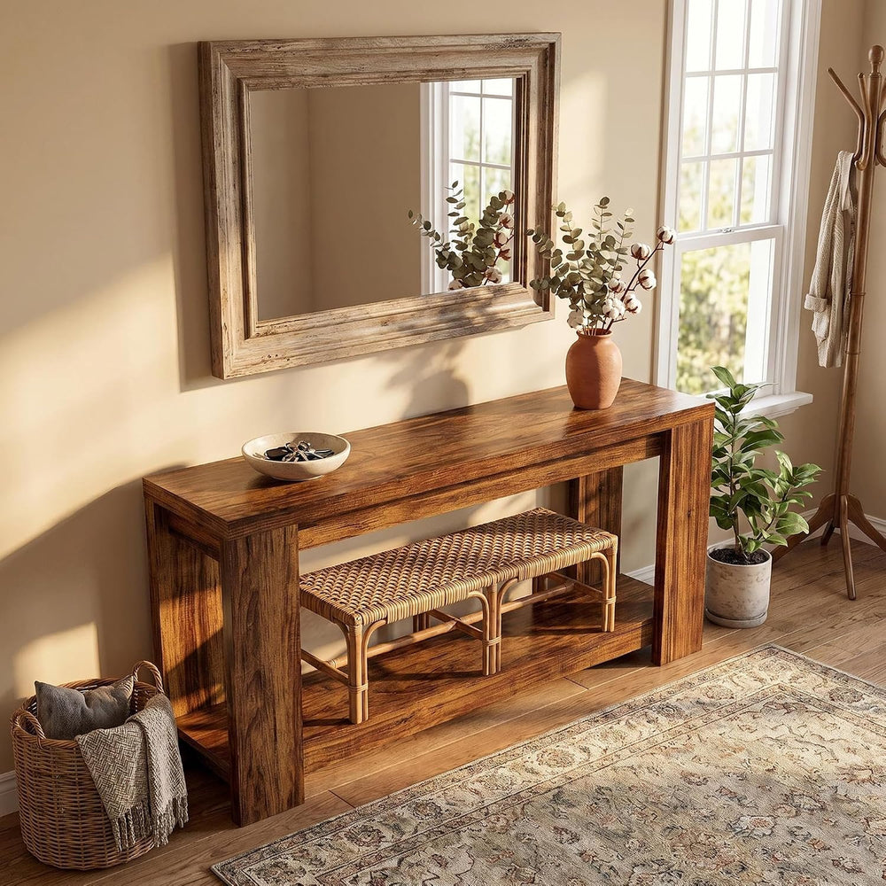 70.9" Rustic Farmhouse Console Sofa Table - Heavy Duty MDF Entryway Tabl...