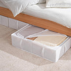 TYEERS Under Bed Storage Containers, Durable Fabric, Washable, Collapsible, Under Bed Storage Bins for Clothes, Blankets, Sheets, Shoes, 27.5x16.5x7 Inches, 6-Pack, White