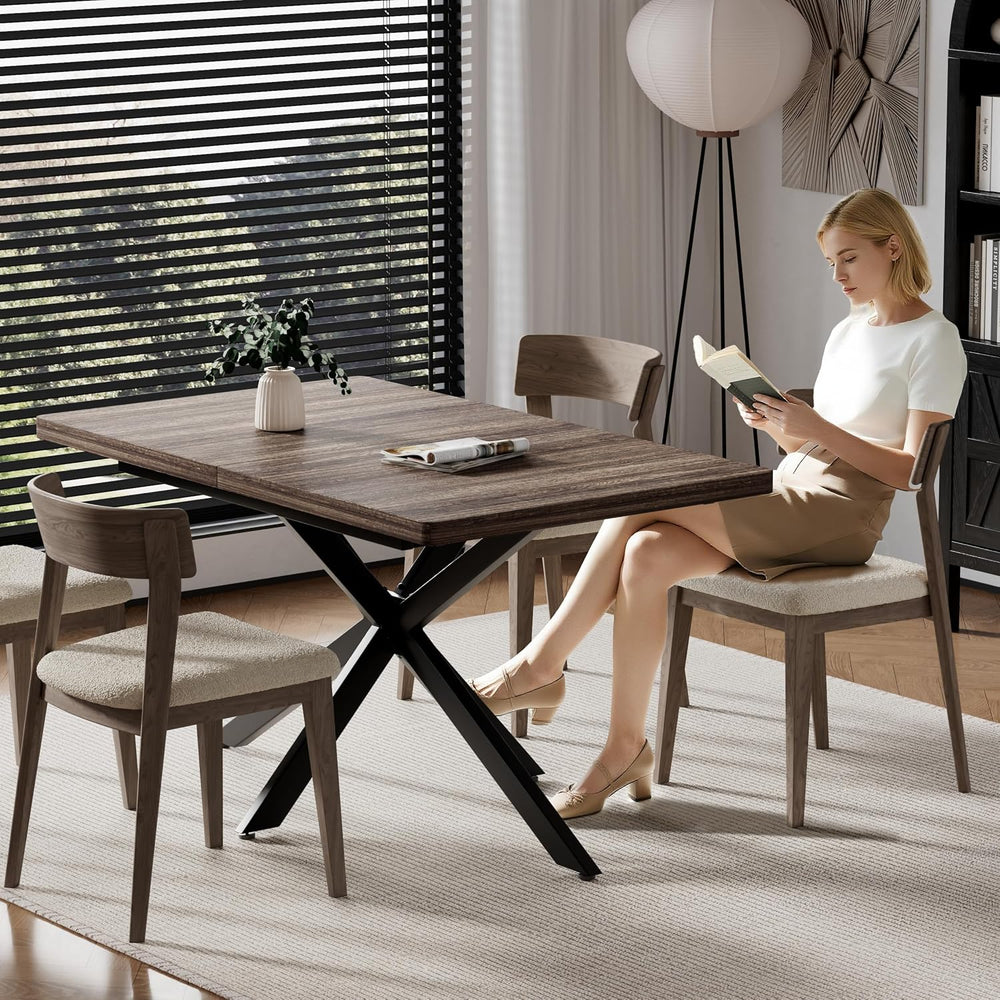 Extendable Dining Room Table for 4 6 8, 55"-70.9" Kitchen Table Rec...