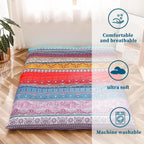 MAXYOYO Mattress Cover for Traditional Japanese Futon Mattress | Futon Floor Mats Cover with Zipper, Super Soft and Machine Washable, Boho Style, Twin