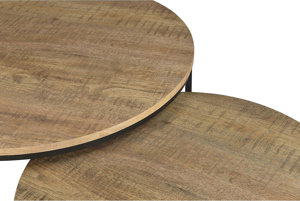 35" Textured Mango Wood Nesting End Table, Nesting End Tables with Open ...