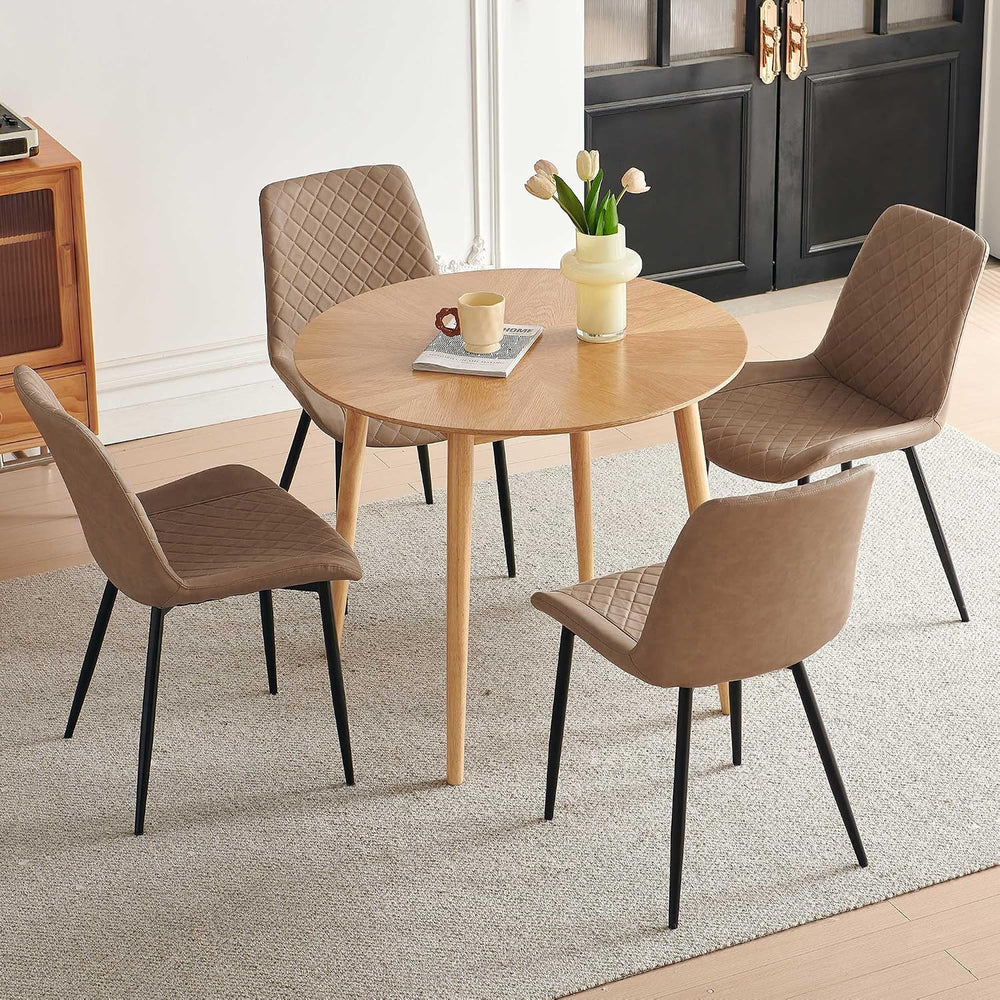 Dining Chairs Set of 4, Modern Upholstered Faux Leather Dining Room Chairs wi...