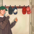 SKOLOO 39-Inch Cherry Wood Coat Rack Wall Mount with 6 Triple Hooks - Ideal for Family Entrances, Classrooms, and Pet Supplies Storage - Perfect Coat Hooks for Wall