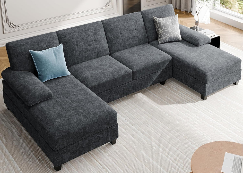 Sectional Couches for Living Room, U Shaped Couch 4 Seat Sectional Sofa with ...