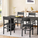 MECHYIN Dining Chairs Set of 4, Rustic Wood Dining Room Chairs with Thickened and Strengthened Metal Steel Frame & Slat Back, Modern Farmhouse Chair for Kitchen, Dining Room (4, Dark Black)