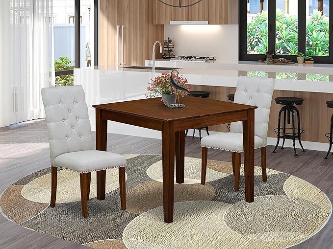 East West Furniture OXEL3-AWA-05 3 Piece Dining Room Table Set Contains a Squ...