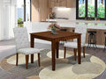East West Furniture OXEL3-AWA-05 3 Piece Dining Room Table Set Contains a Square Dinette Table and 2 Upholstered Chairs, 36x36 Inch, Antique Walnut