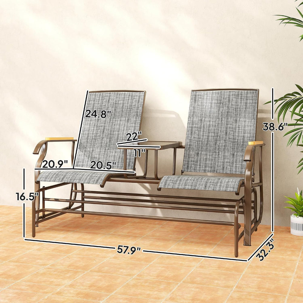 Outsunny 2 Person Outdoor Glider Bench Breathable Mesh Gray