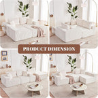 108” Modular Sectional Sofa, Cloud Sectional Couch with Deep Seat, Modern Modular L-Shape Sofa with Chaise,Upholstered Boneless Couches for Living Room (Corduroy, Beige)
