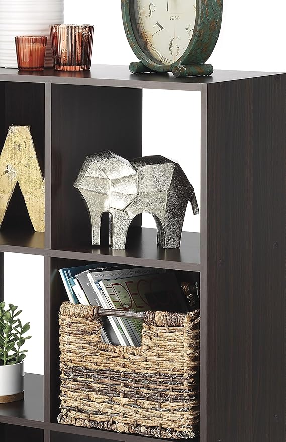 Whitmor 9 Cube Bookcase, 3 Tier Stackable MDF Bookself, Open Storage Display Organizer, Storage Cabinet for Living Room, Bedroom, Home, Office, 35.1" L x 11.7" W x 35.88" H, Black