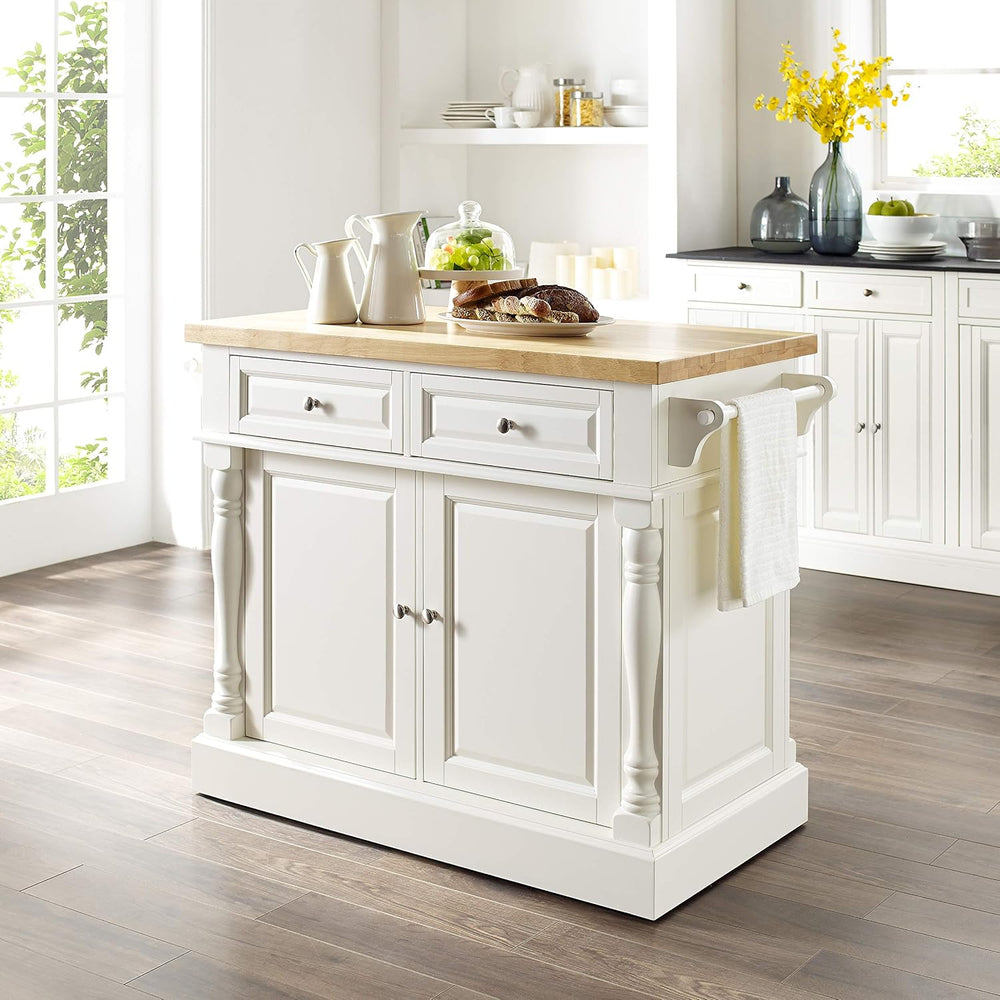 Crosley Furniture Oxford Butcher Block Kitchen Island, Microwave Stand, with ...