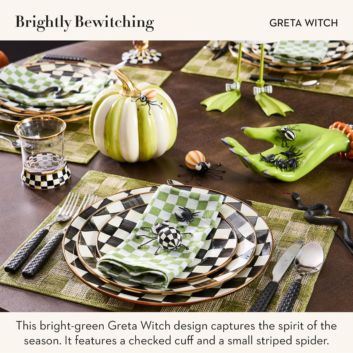 MACKENZIE-CHILDS Ceramic Trinket Tray, Greta Witch’s Hand | Handcrafted design, decorative tray for room decor, 5" W x 10.25" L x 3" H
