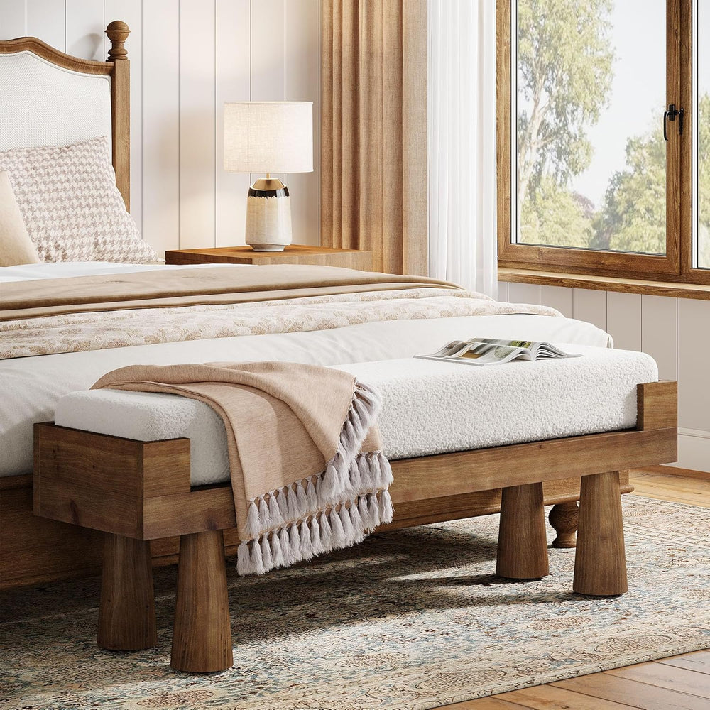 Tribesigns Upholstered Entryway Bench, Shoe Bench Padded Seat with Solid Wood...