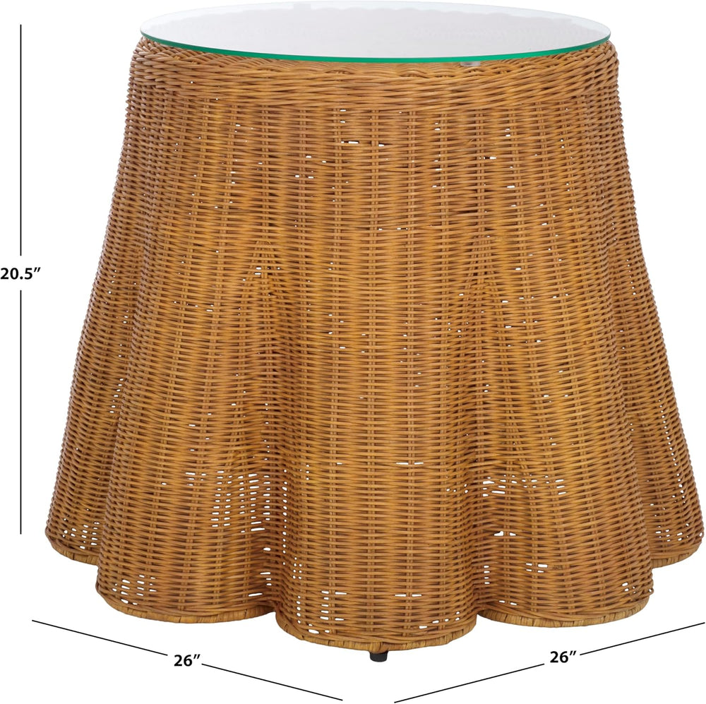 SAFAVIEH Couture Collection - Hylda Natural Rattan Accent Table, Round Shape,...