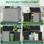 Horizontal Outdoor Storage Shed, 304 Gallon Resin Storage Shed with Lockable Doors & Lift Lid, Waterproof Backyard Shed for Trash Cans, Tools & Patio Equipment (Upgraded Version)