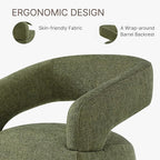 Upholstered Dining Chairs with Casters, Modern Barrel Side Armchair with Rollers for Dining Room, Bedroom, Kitchen, Reading Room, Green, Set of 2