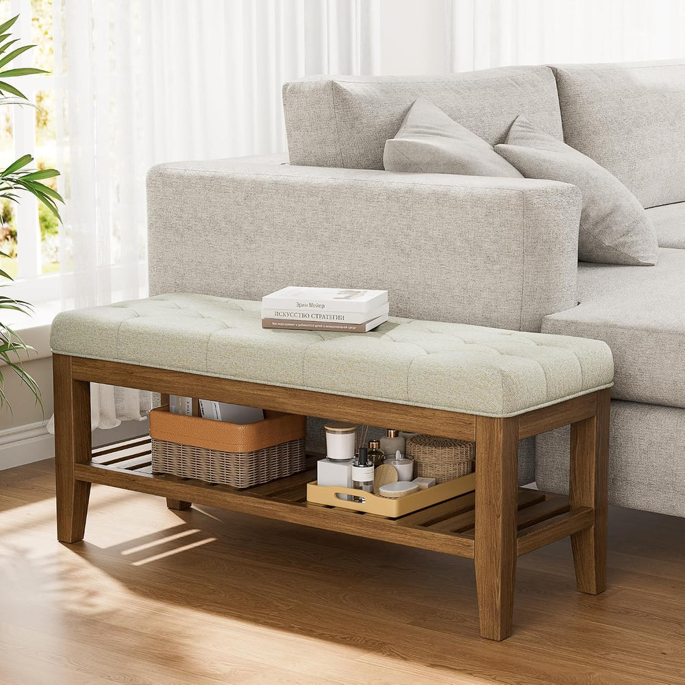 YaFiti End of Bed Storage Bench, 42.9" Entryway Shoe Bench with Solid Wo...