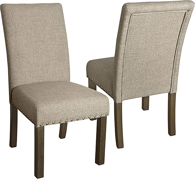 HomePop Michele Dining Chair with Nailhead Trim - Tan (Set of 2)